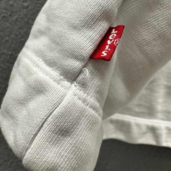 Levi's Cropped Sweatshirt Womens Small Off White Red Center Hit Pullover - Picture 5 of 8